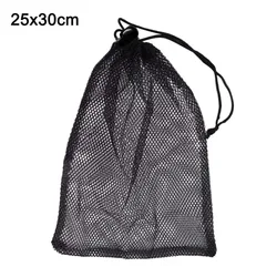 Versatile Black Nylon Mesh Drawstring Storage Pouch for Home, Travel, and Outdoor Use (25 x30cm)