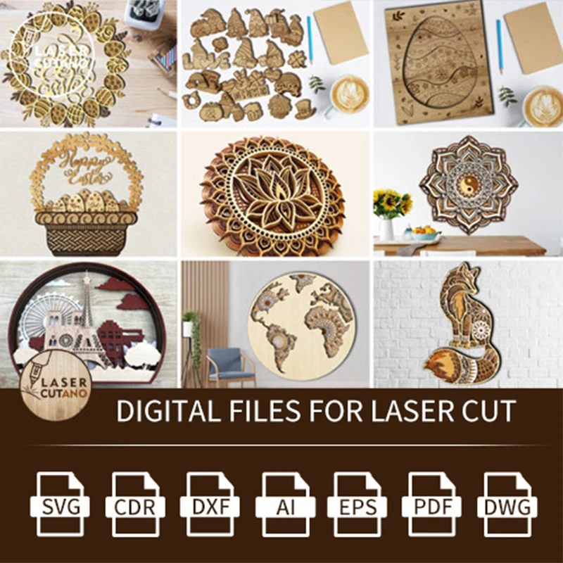 cnc router machine Laser Cut Files Bundle 9 Set Laser Cut Vector File SVG DXF EPS AI PDF for CNC Laser/Plasma Cutting Printing wood work bench