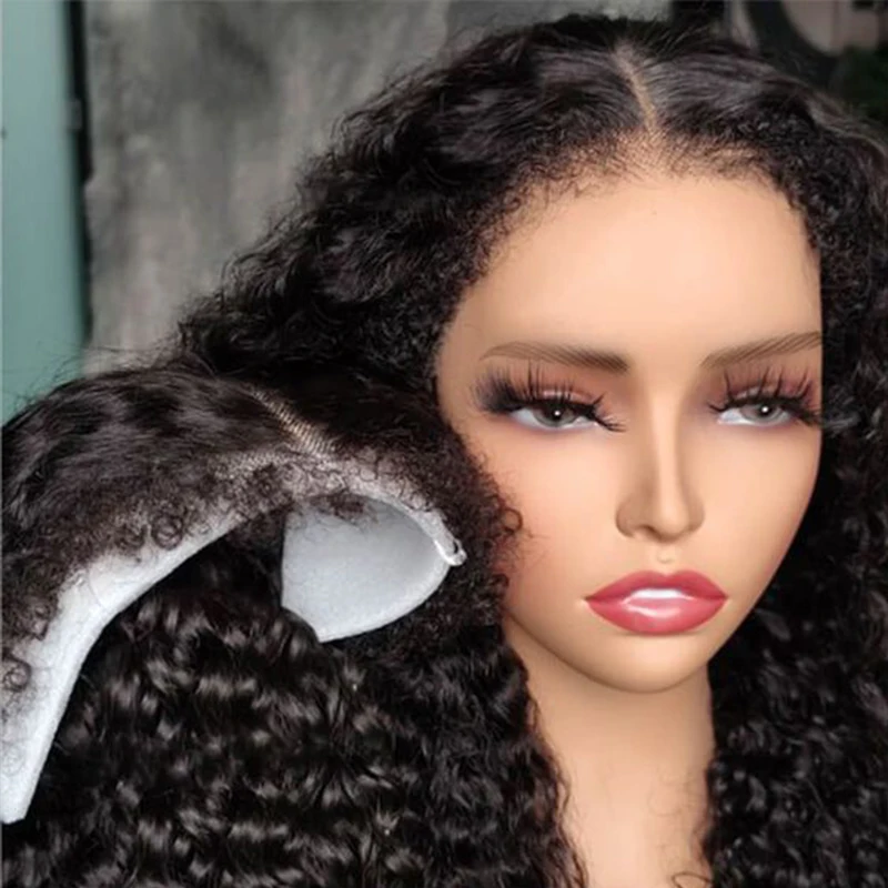 Kinky Edges Natural Hairline Wig 4C Hairline Edge Deep Curly Wig 13x4 Full Frontal Human Hair Wigs ashimary