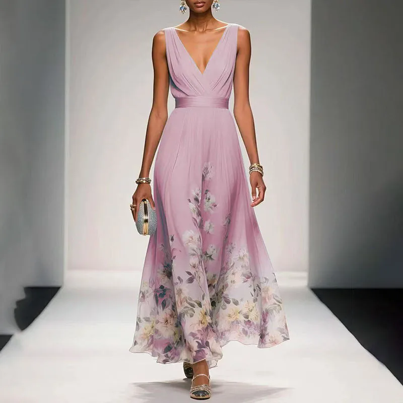 Robe chiffon imprimé floral femme