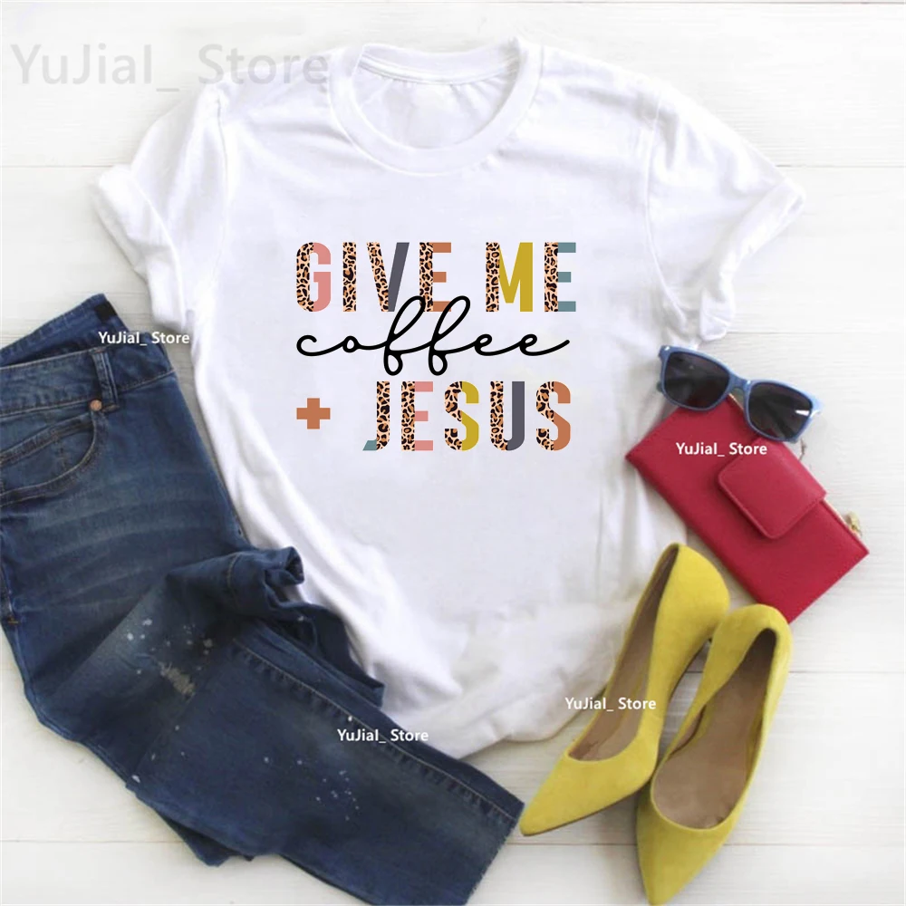 Joy/Choice/He Is Risen/Give Me Coffee Jesus/Just Pray Letter Print Tshirt Girls Summer Fashion Maglietta Manica Corta Donna Top