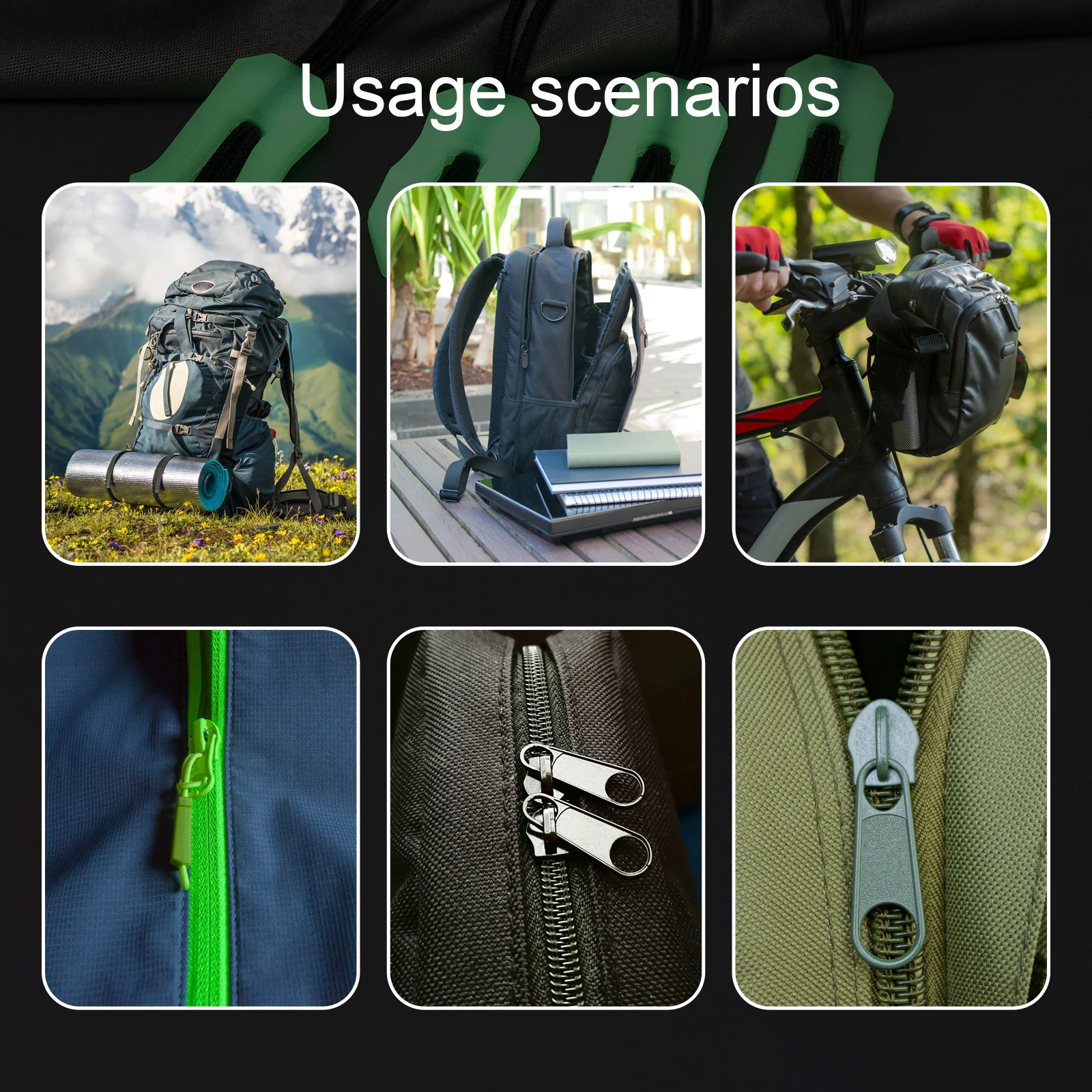 Zipper pullers zipper accessories 3/5/10pcs luminous zipper pull kit markers outdoor camping tool glow in the dark puller head for coats jackets rucksacks handbag