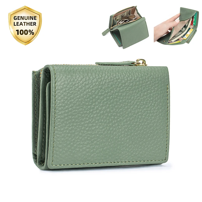 Portafogli E Borse Da Donna In Vera Pelle Piccolo Portafoglio Alla Moda Con Mini Tasca Per Monete Portafoglio Con Blocco Rfid P9441934