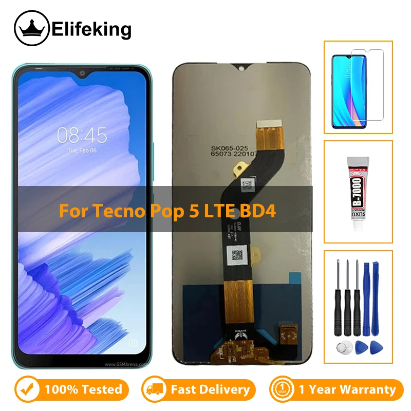 

LCD For Tecno POP 5 LTE / POP 5 Pro / Spark GO 2022 / BD4 / KG5 Display Touch Screen Digitizer Mobile Phone Assembly With Tools