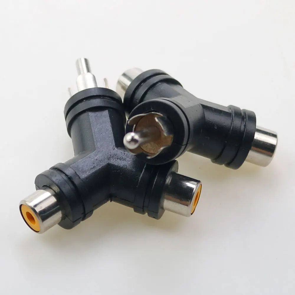 

5 Pcs 1/2 RCA lotus male to female audio and video adapter DVD speaker male to female AV RCA Y-shaped connection plug