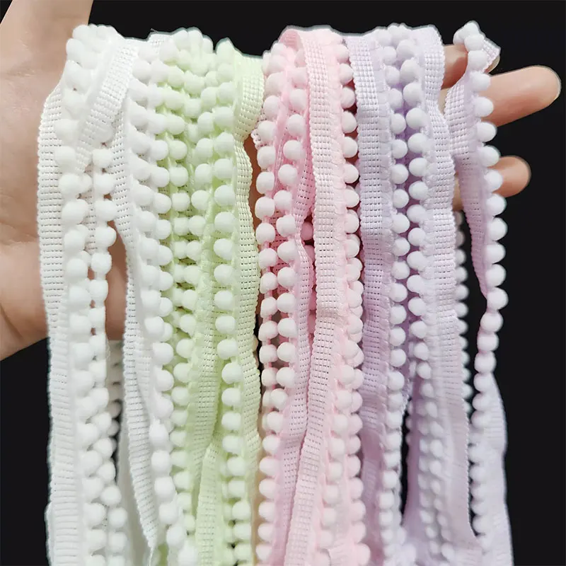 Mini Pom Pom Fringe Ribbon Lace Trim for DIY Home Decor and Crafts - 35 Vibrant Colors