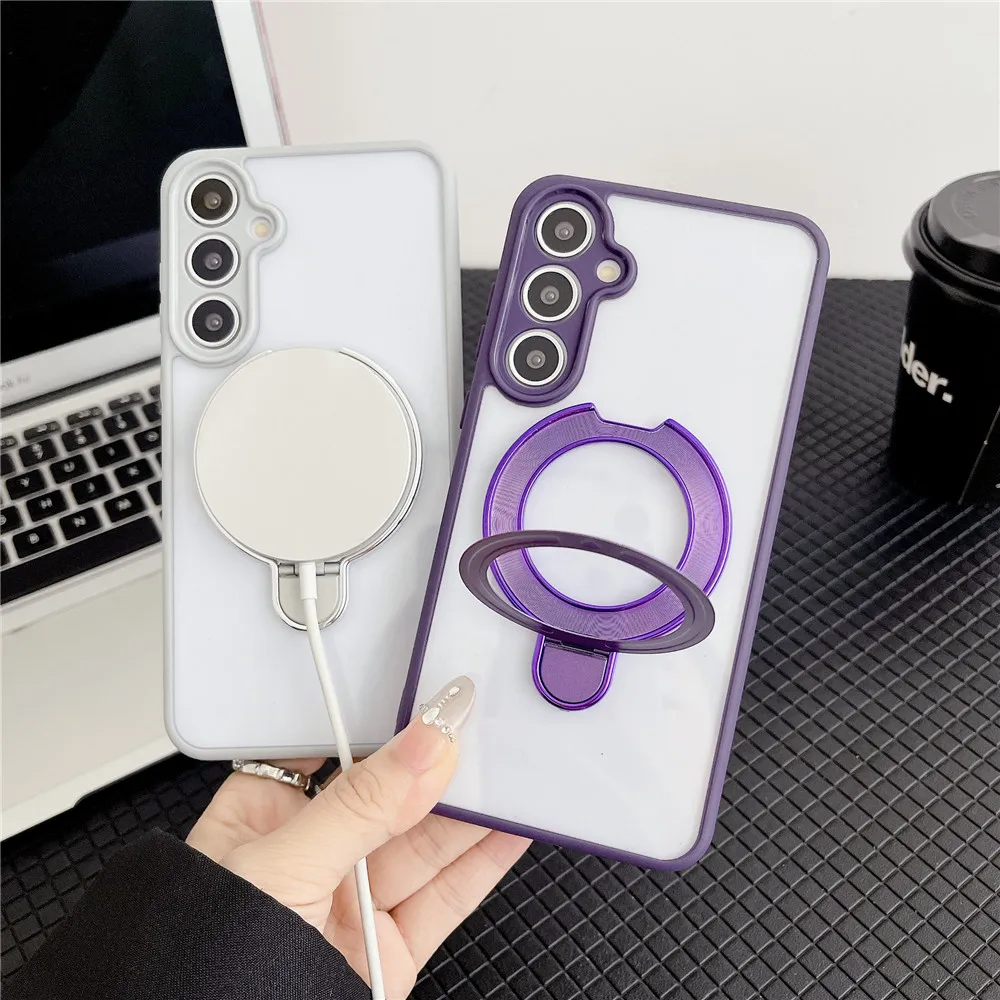 Luxury Magnetic Bracket Clear Acrylic Stand Phone Case