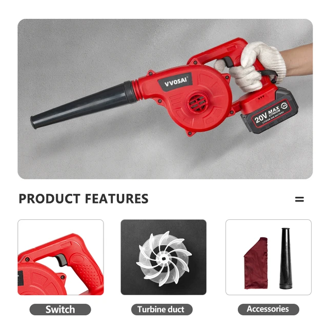 VVOSAI 20V Cordless leaf Blower Cordless Blower Wind Pressure 5.4