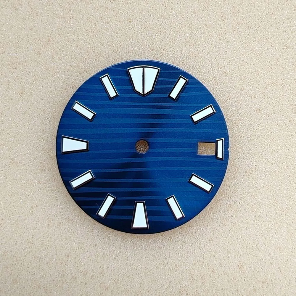 Green Luminous 28.5mm Single Calendar Watch Face Replacement - Available in Blue, Orange, and Black