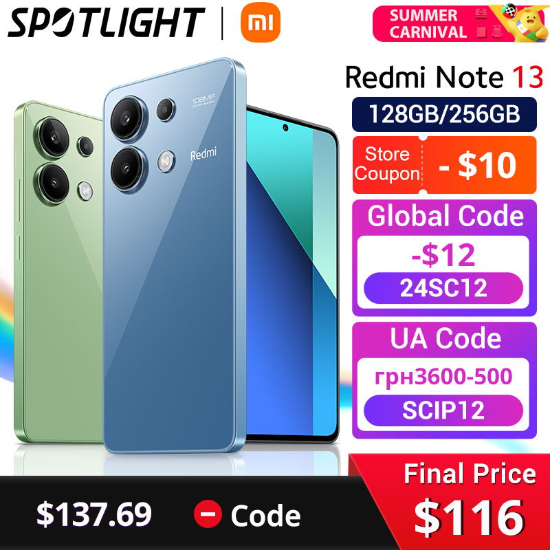  [World Premiere] Global Version Xiaomi Redmi Note 13 Smartphone Snapdragon® 685 108MP camera 120Hz AMOLED display 33W charging 