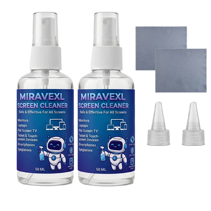 Alcohol-Free Screen Cleaner Spray Kit, 50ml, with Microfiber Cloth