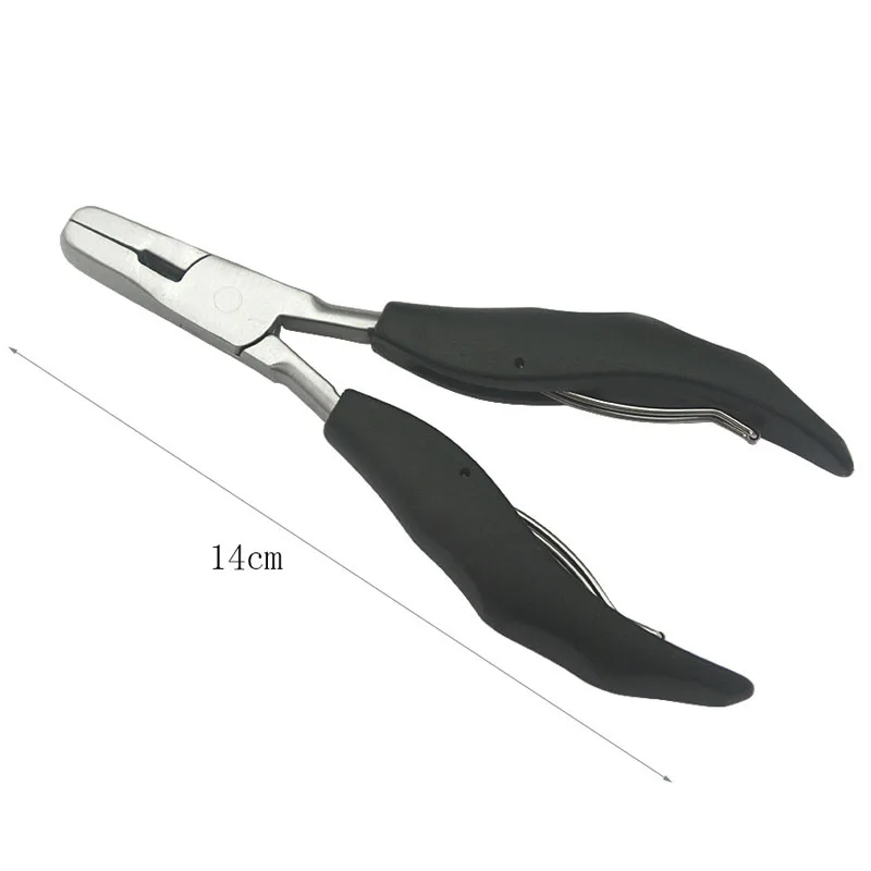 Flat Tip Stainless Steel Hair Pliers Multi Functional Hair Extension Pliers Wide Tip Black handle Extension Tool 1PC hair extension pliers