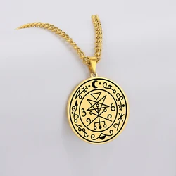 Sigil of Lilith Stainless Steel Amulet - Gothic Pagan Jewelry Gift (Gold - color)
