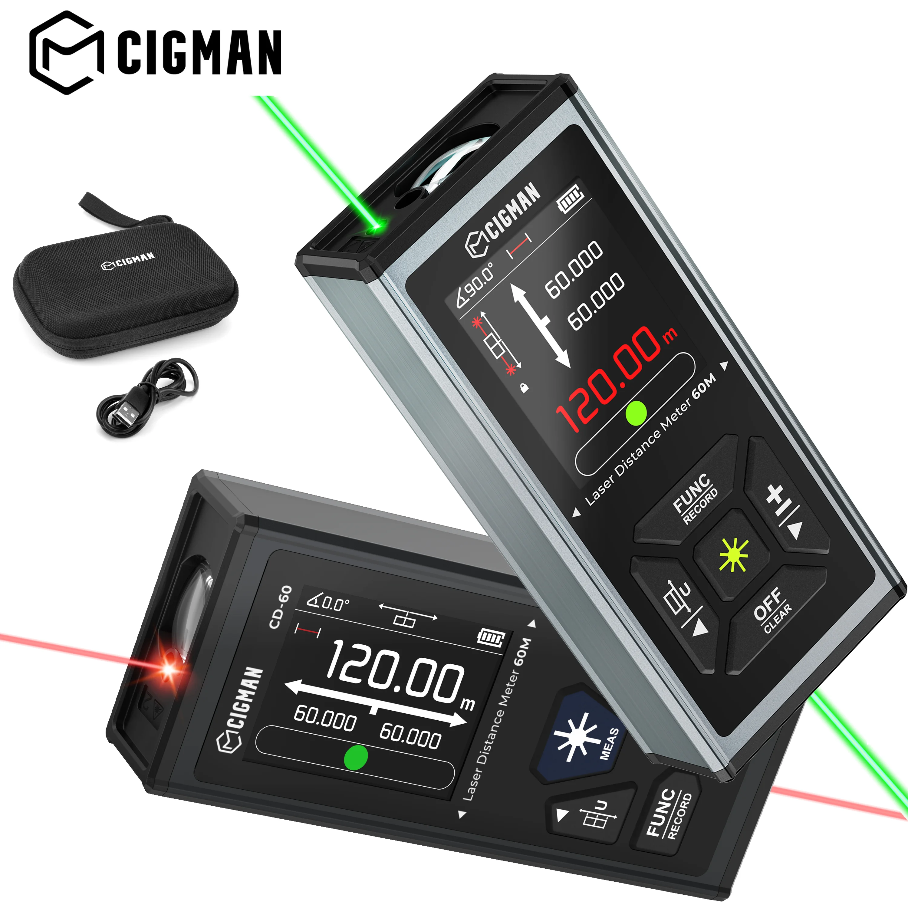 CIGMAN Bilateral 120m Green Laser Rangefinder Digital Rechargeable cigman-bilateral-120m-green-laser-rangefinder-digital-rechargeable