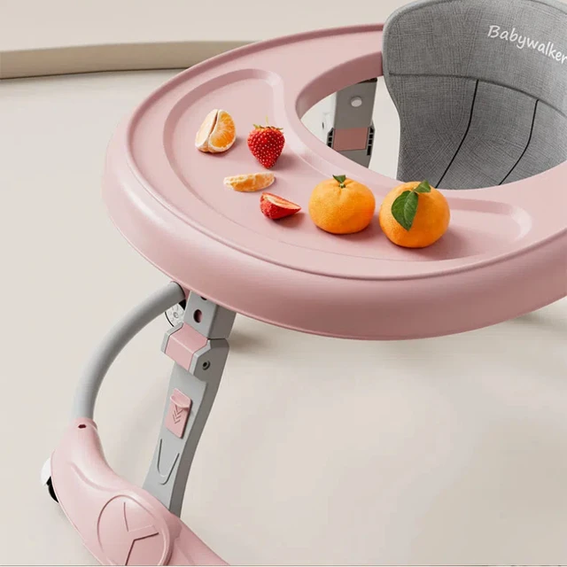 6-18 Months Regular Wheel Plate Style 7-speed Adjustable Music Multifunctional Anti Rollover Foldable Walker for Babies Aged 6