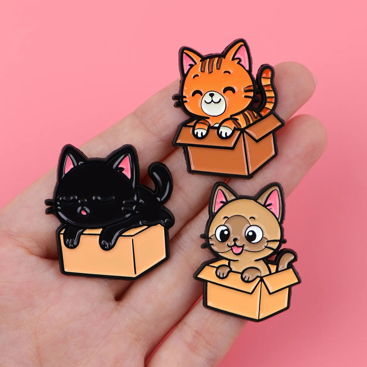 Happy Cats Dogs Enamel Pin Cartoon Animals Women's Brooch Lapel Pins Backpack Brooches for Clothing Badges Adorn Jewelry Gifts