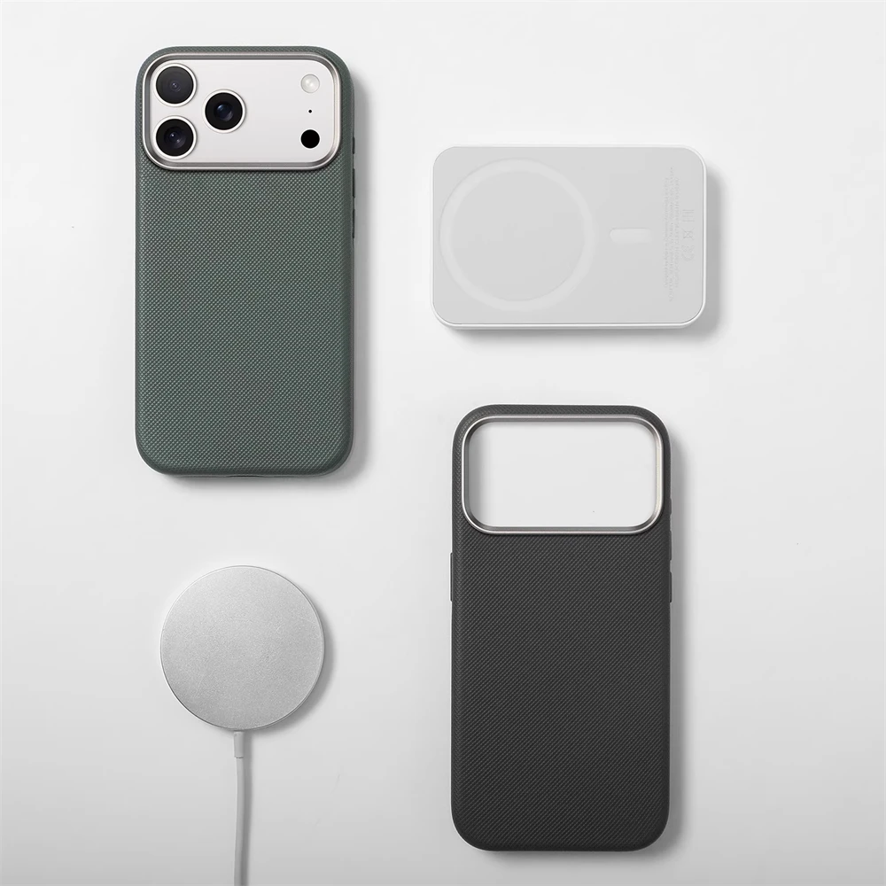 Luxury Diamond Textured Leather Case with Alloy Lens and Wireless Charging Compatibility
