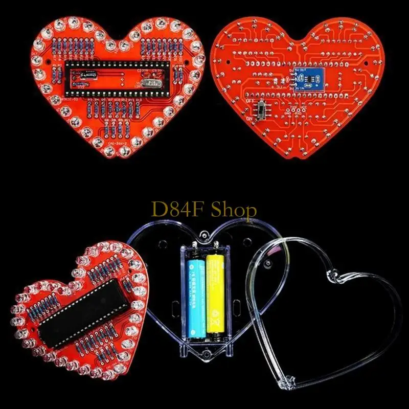 D84F DIY Heart Shaped RGBs LED Soldering for Students and Beginner for Valentines Day and Mother Day Handmade