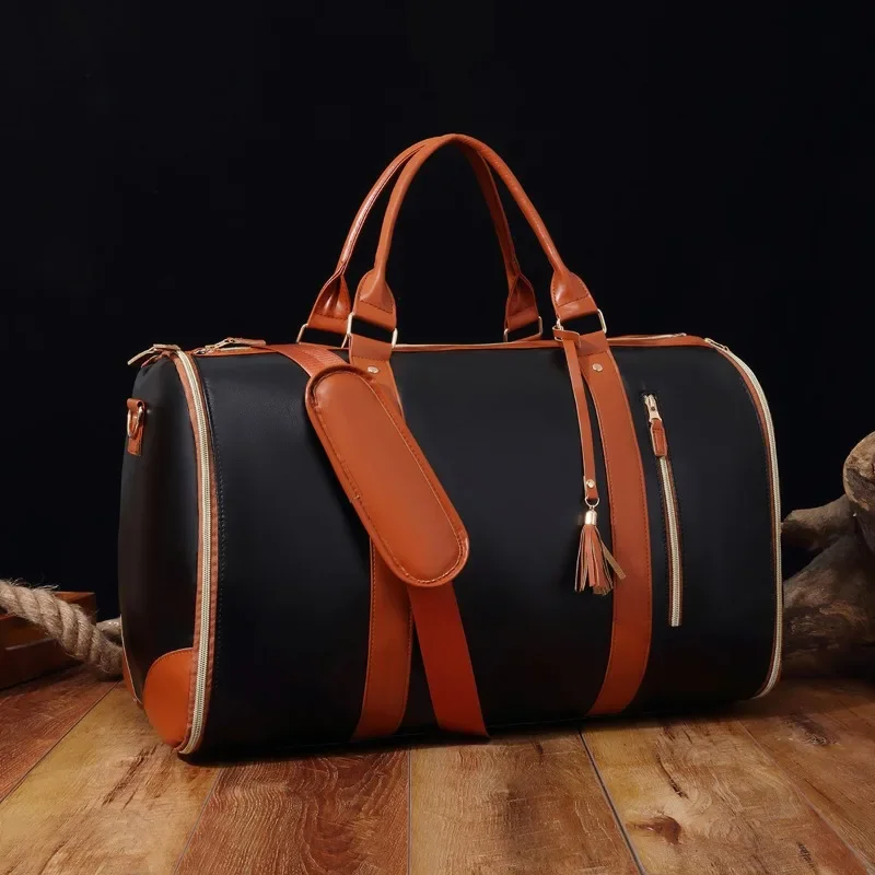 Convenient travel carry on clothing bag large PU leather luggage bag women's fashion