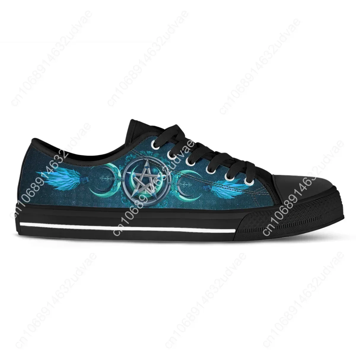 Classic Women Vulcanized Shoes Pagan Wiccan Witch Pattern Canvas Comfortable Flats For Girls Light Lace Up Sneakers