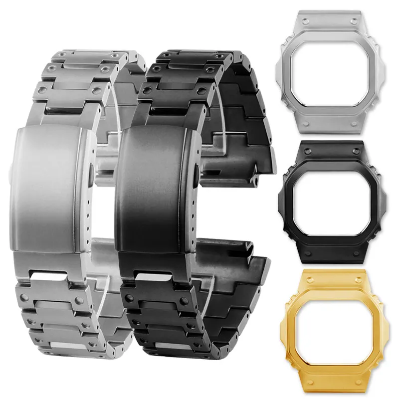 Enhanced Titanium Alloy Metal Case Mod Kit with Stainless Steel Bezel and Watchband + Tool