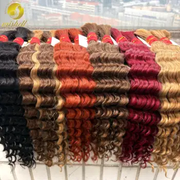 Colored Deep Wave Bulk Human Hair for Boho Braids No Weft 1 Bundle 50g 100% Human Hair Bulk Curly Hair Extensions for Braiding