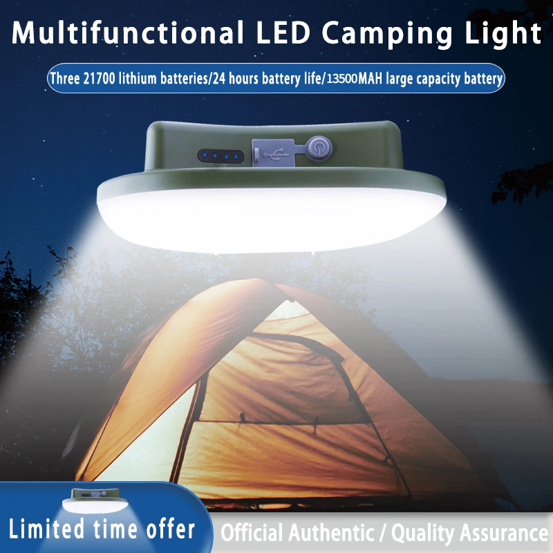 80W Rechargeable LED Camping Strong Light Magnet Zoom Portable Torch Tent Light Emergency Work Maintenance 13500maH