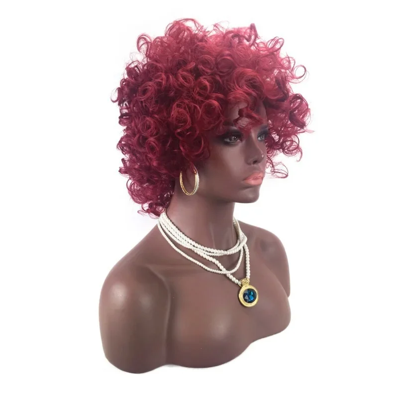 Kinky Curly Wig Short Synthetic Hair Red Wigs for Women Wave Wig