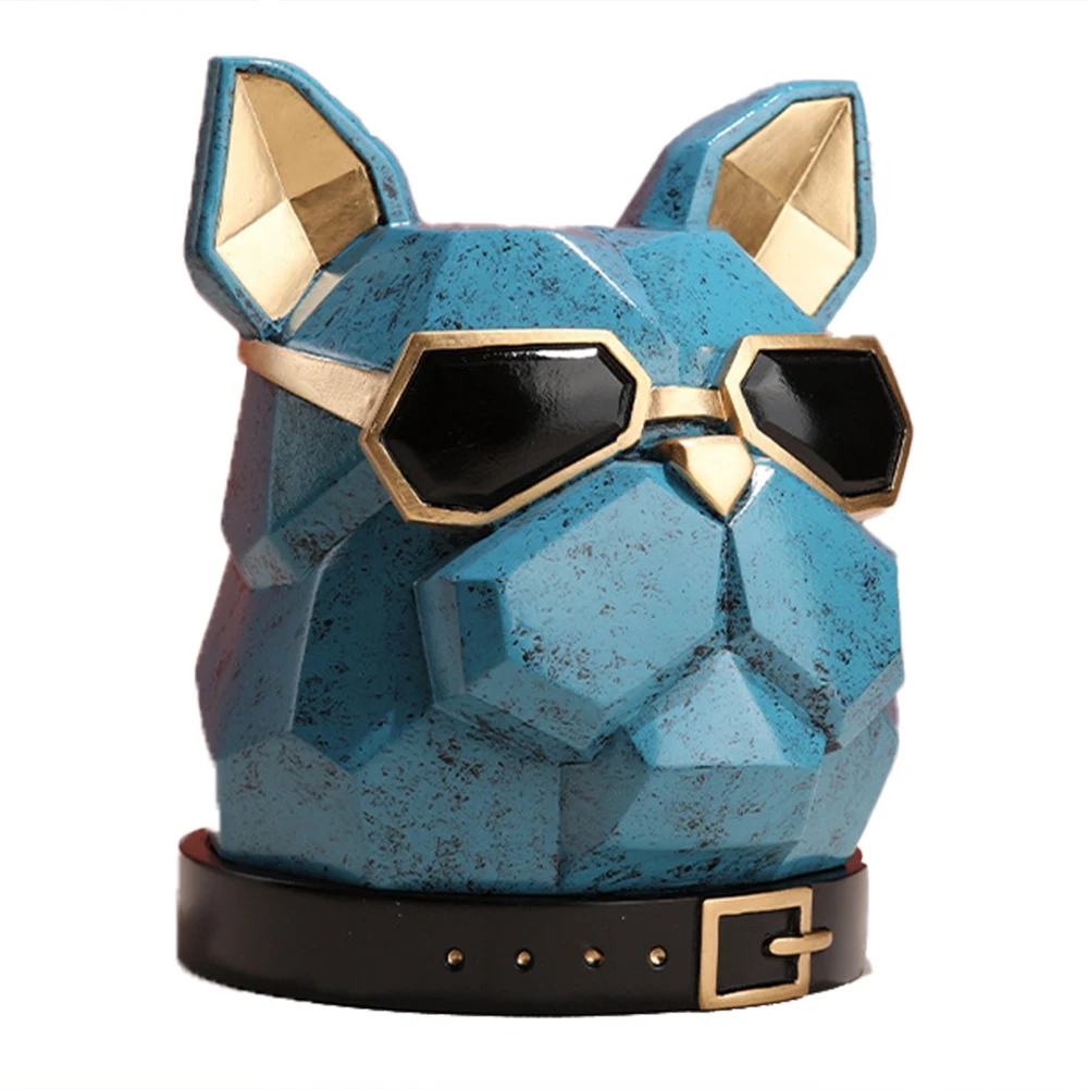 

Glasses Dog Head Tissue Box Sculpture Creative Resin Animal Head Simple Home Living Room Decoration Accessories Modern A