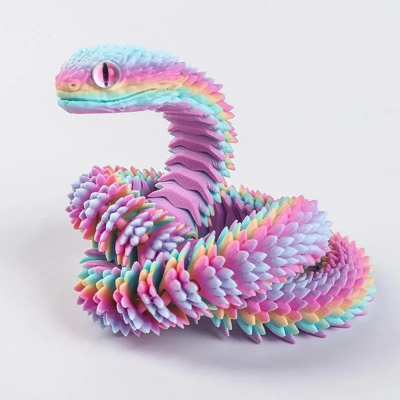 2026 New 3D Printed Realistic Statue Movable Joint Fidget Toys Simulation Snake Year Desk Ornament Animal Model Gift_voghion.com