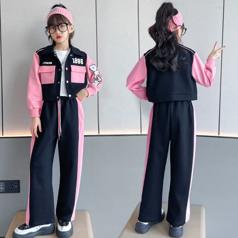 

Girls Coat +Pants 2PCS/Set 2022 Classic Warm Winter Autumn Kids Suits Sports Outfits Thicken Children Clothing