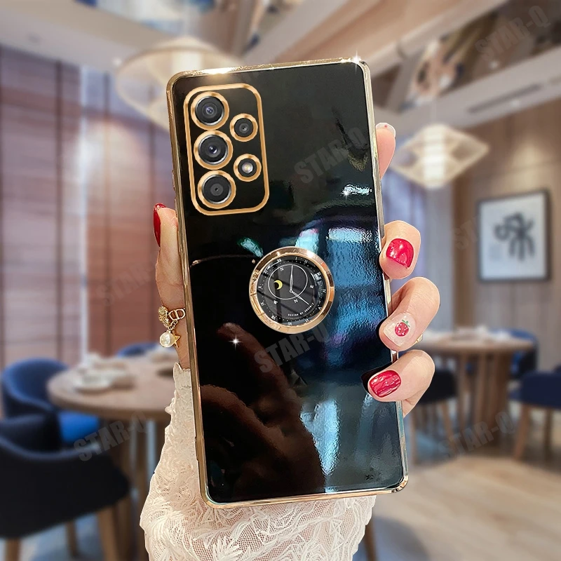 Luxury Plating Ring Holder Stand Silicone Phone Case Cover