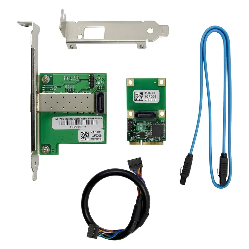 Trans Computer Kit MINI PCIE Chip Intel I210AS SFP Optical Fiber Interface Gigabit ...