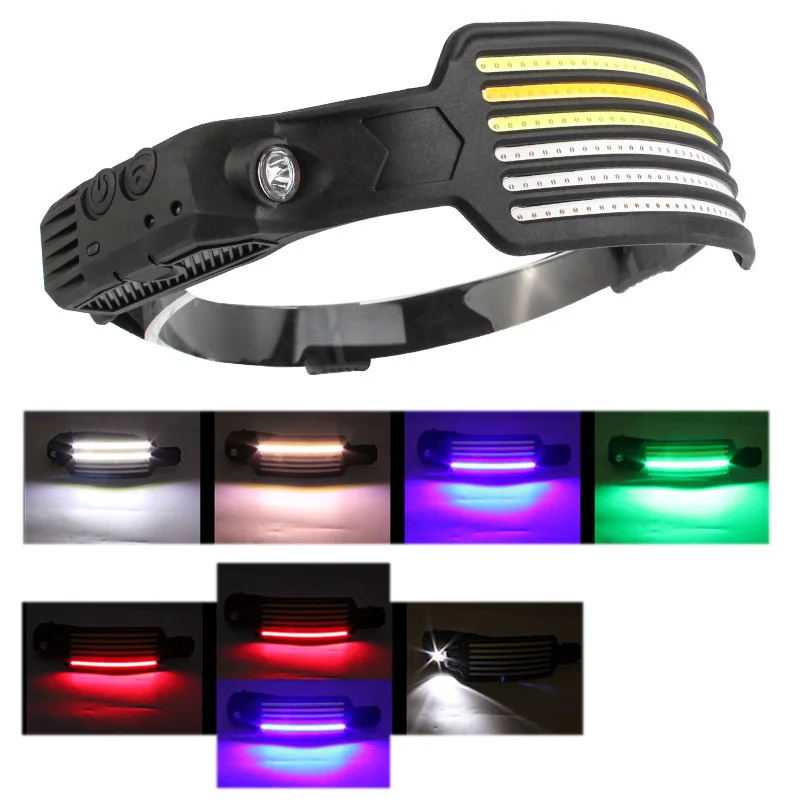 

LED Induction Headlamp Camping Search Light USB C Rechargeable Headlight Led Head Torch Work Light with Built-in Battery