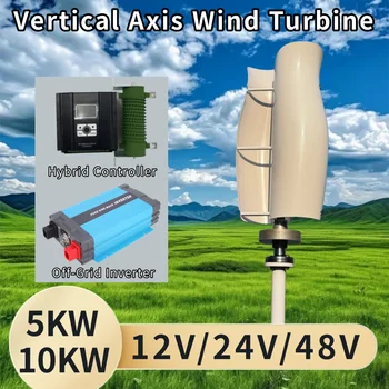 Turbina Eolica 5000W 10KW ad Asse Verticale, Generatore Eolico 12V 24V 48V con Controller MPPT e Inverter per Uso Domestico e Agricolo