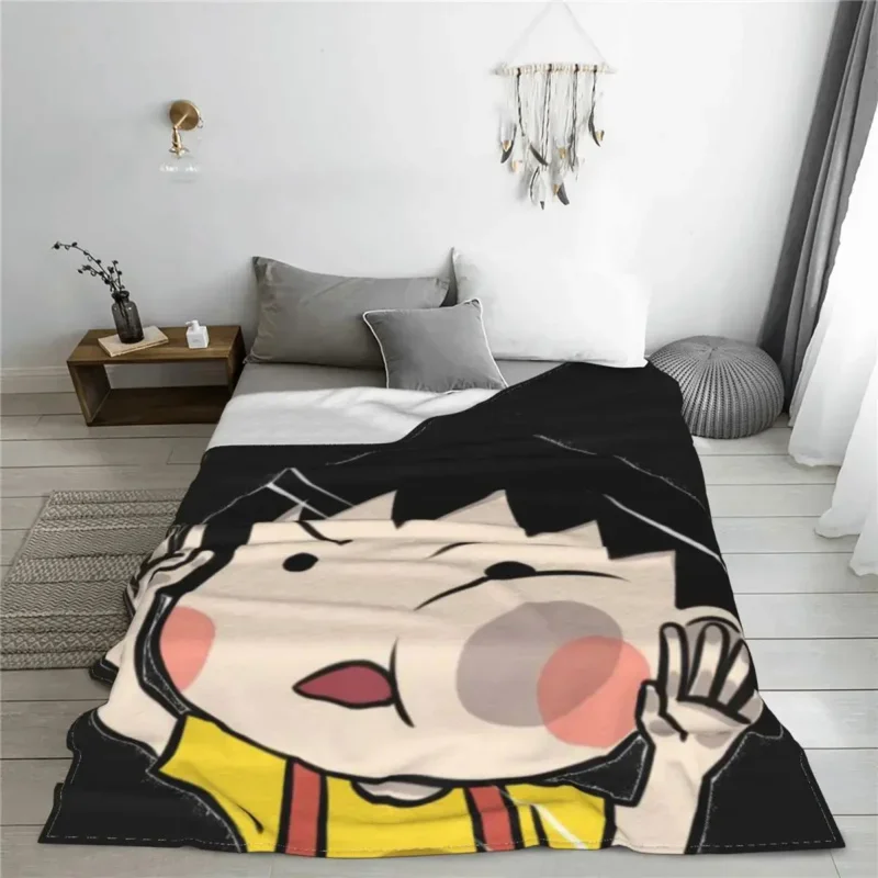 치비 마루코 짱 봉제 담요, 귀여운 소녀 애니메이션 멋진 던지기 담요, 홈 호텔 소파, 200x150cm 침구