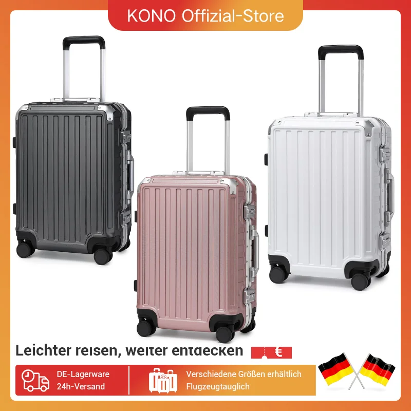 Supercase Hard Case with Aluminum frame PC hand luggage & Check-in Luggage, 4 Rolls & TSA 54x38x23cm