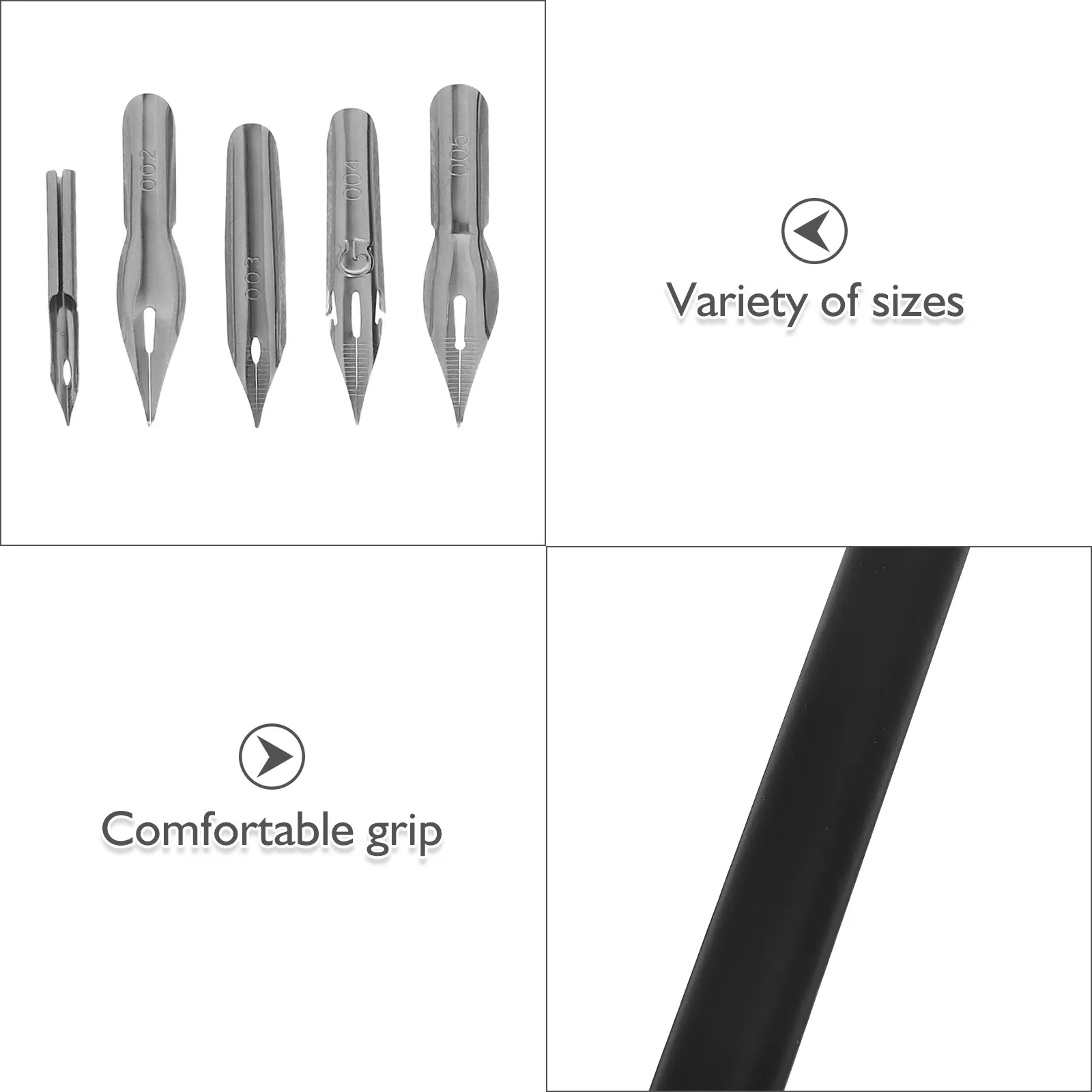 1세트 우아한 나무 손잡이 딥펜, 다양한 펜촉 크기로 그림 그리기, 레터링, 스케치, 잉크 아트, 창의적인 문구류에 사용 가능