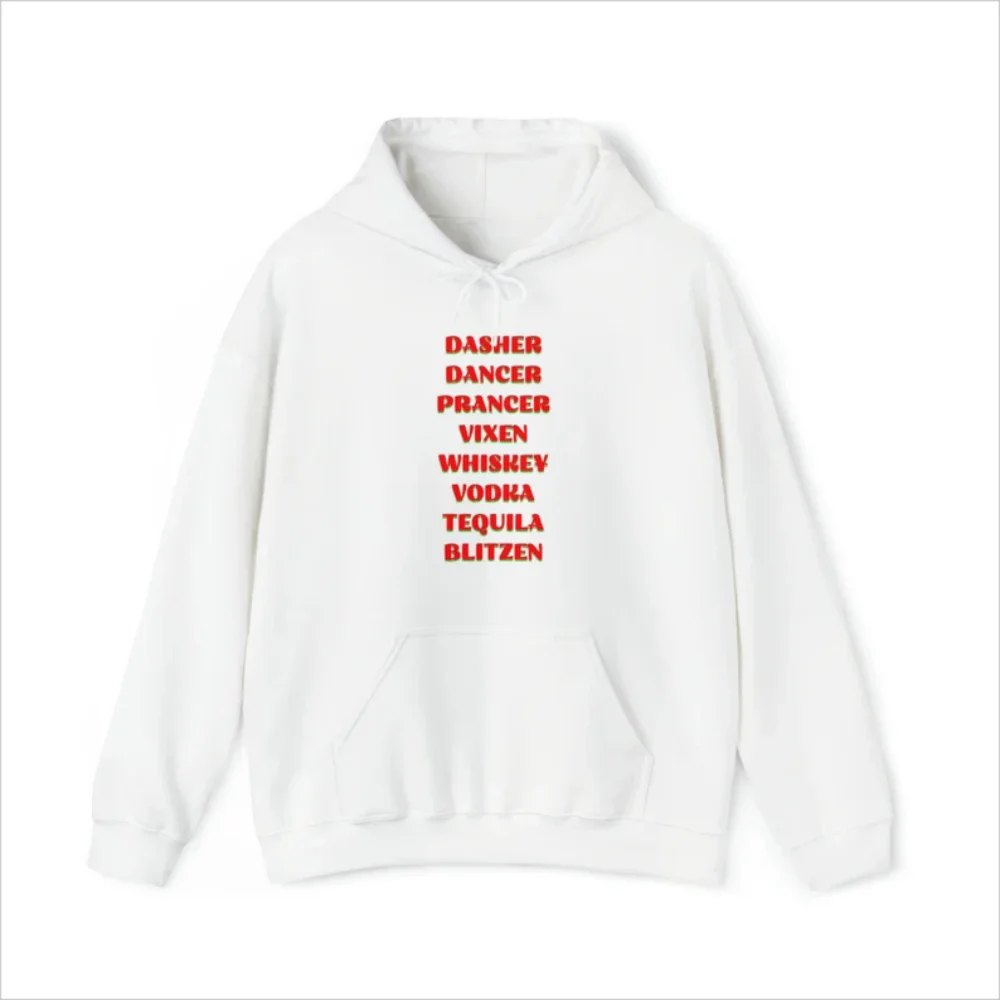 Funny Christmas Hoodie Sweatshirt Funny Letter Print Simple Casual Drawstring Kangaroo Pocket Top