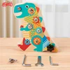 Montessori Wooden Toys Pretend Play Set Dinosaur DIY Tool Play Nut Disassembly Screw Assembly Repair Carpenter Tools for Kids 1