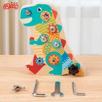 Montessori Wooden Toys Pretend Play Set Dinosaur DIY Tool Play Nut Disassembly Screw Assembly Repair Carpenter Tools for Kids 1