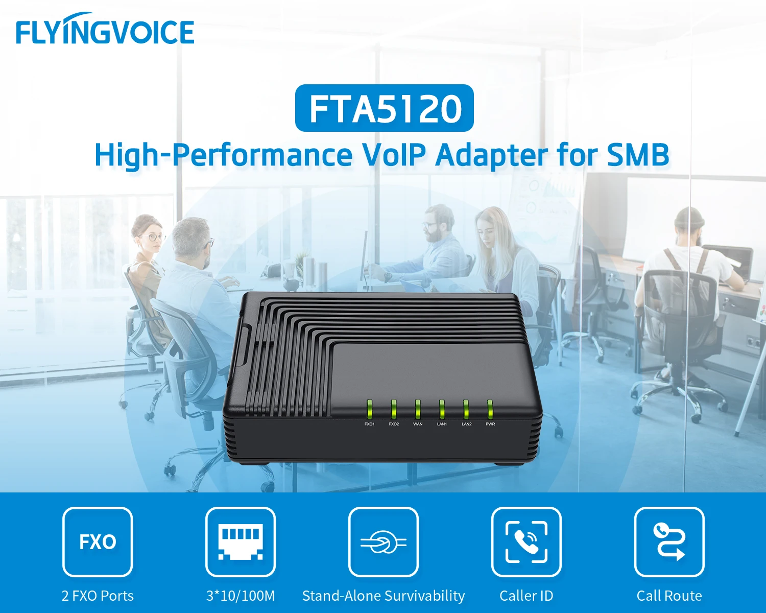 FLYING VOICE VoIP IP Phone Adapter FTA5120 ATA SIP Router Telephone