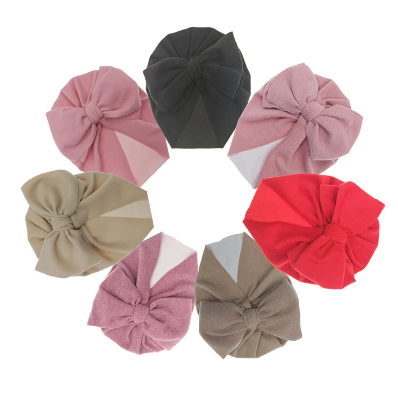 R6FD Cute Newborn Baby Bowknot Hat Girls Boys Infant Girl Toddler Hospital Caps Bonnet Hat Easy To Wear Or Take Off 5