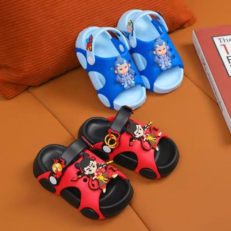 Summer Children's Slippers for Boys nezha Cartoon Baby Non-Slip Soft Bottom Indoor Bath Children Beach Sandals