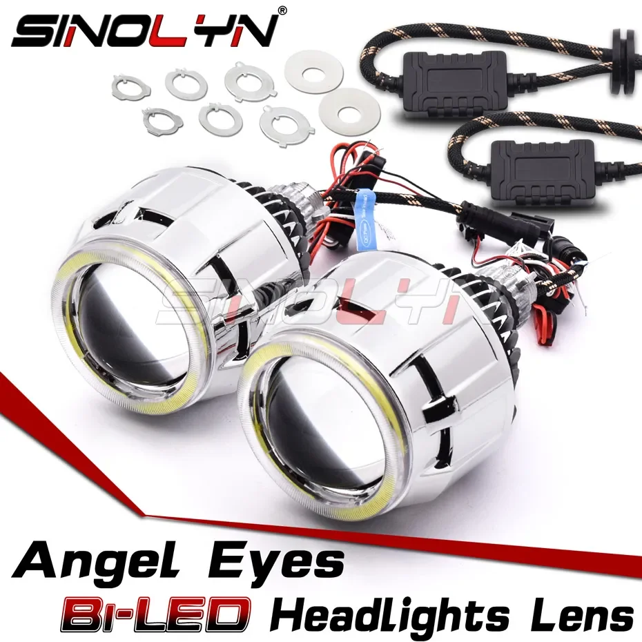 Sinolyn LED Auto Lichter Bi LED Angel Eyes 2,5 Inch Projektor