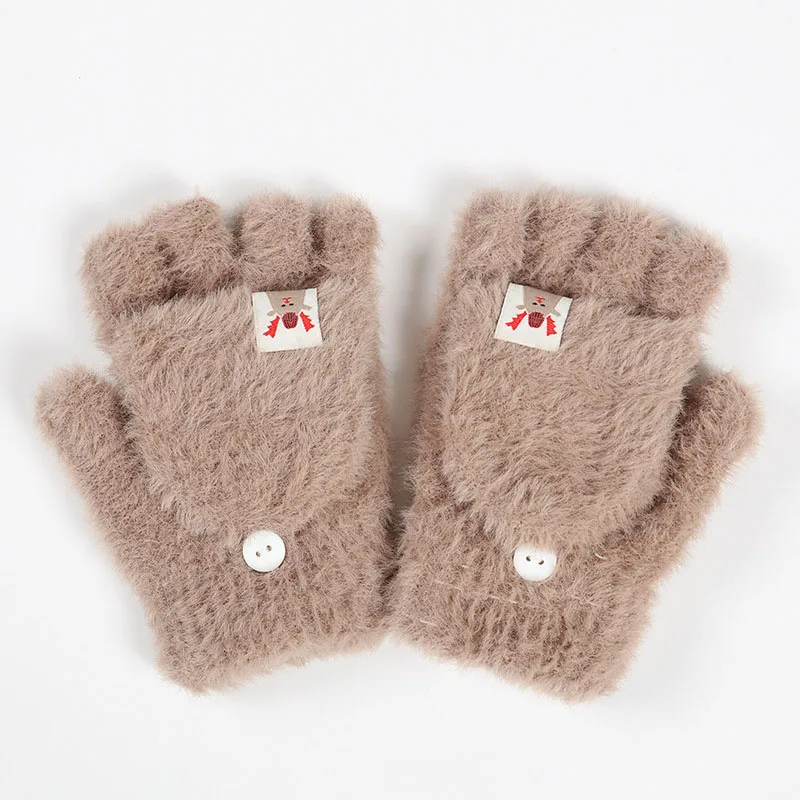 

Winter Warm Fingerless Gloves Girls Fluffy Imitation Mink Half Finger Gloves Autumn Winter Hand Warmer Knitting Mittens Gifts