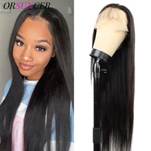 

34 Inch Transparent Lace Frontal Human Hair Wigs With Baby Hair Straight T Part Wig Pre Plucked Closure Wig 13x4 Lace Front Wig