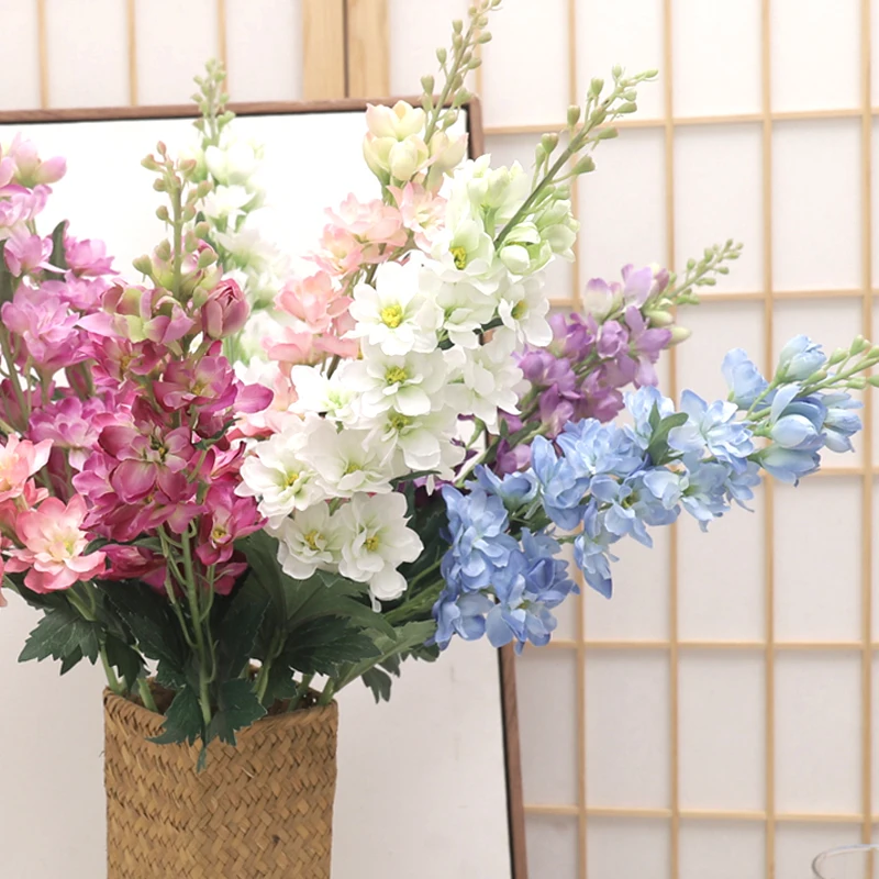 Beautiful Hyacinth Artificial Flower Long Branch Delphinium Silk Fake Flower Wedding Home Party Garden Decor fleur