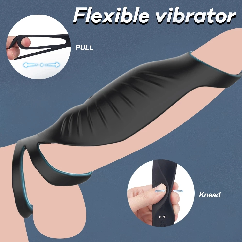 Male Remote Vibrating Cock Silicone Sleeve Ring Delay Ejaculation Penis Enlargement Sex Toys For Men Testicle Vibrator