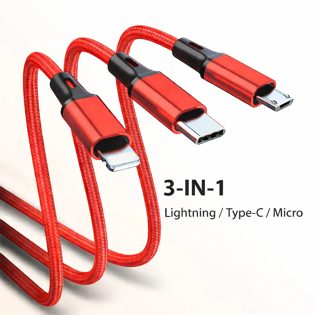 3-in-1 Fast Charging Cable for iPhone, Xiaomi, USB-C, Micro USB thumbnail 8